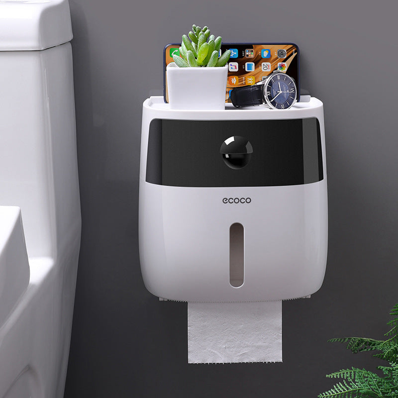 Wall-mounted paper towel holder with storage