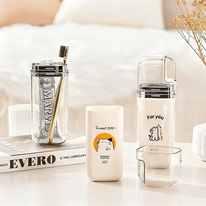Portable dental care set made of plastic