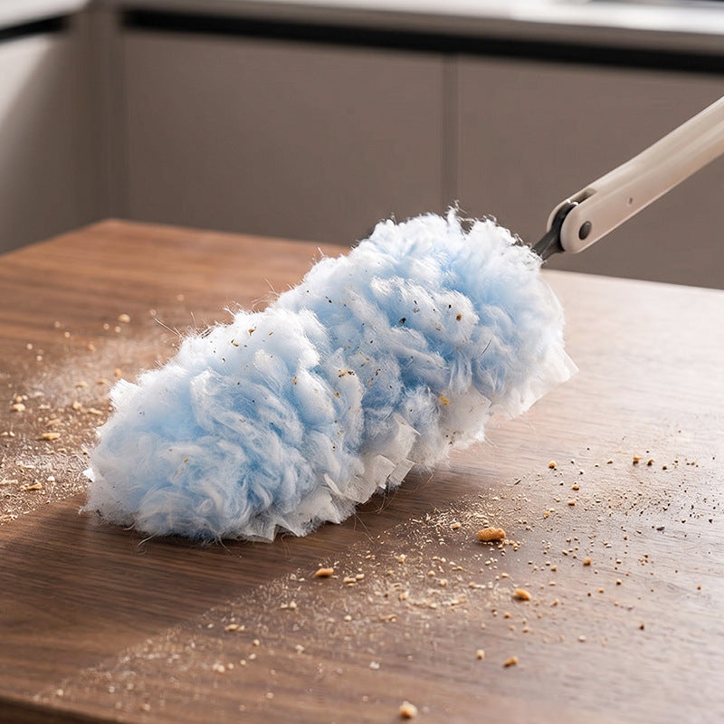 Telescopic dust duster with interchangeable brushes