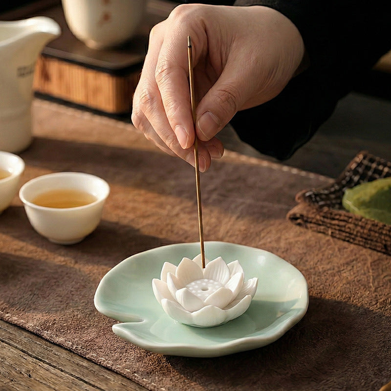 Incense Stick Holder Lotus Flower, Ceramic