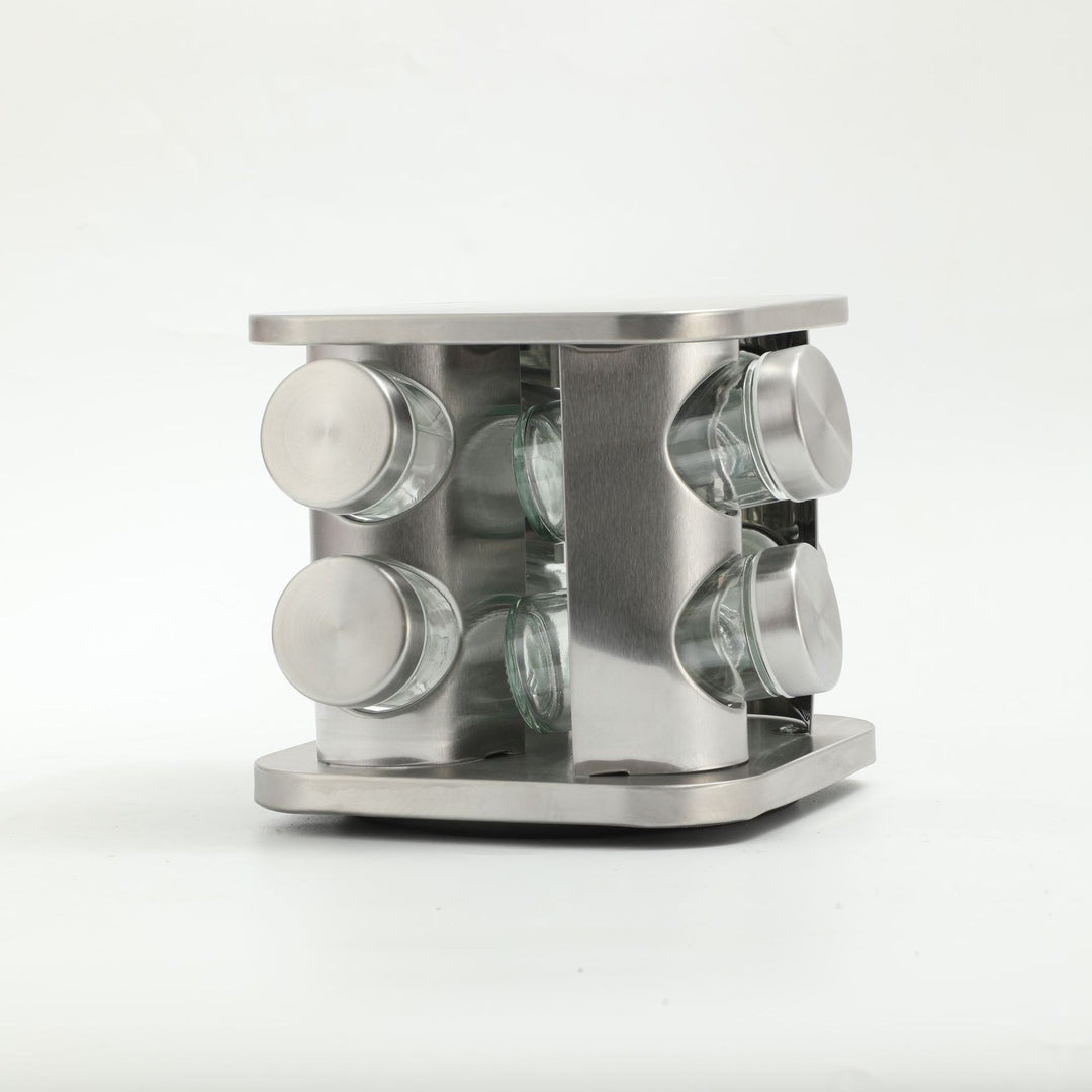 Rotating spice rack made of stainless steel