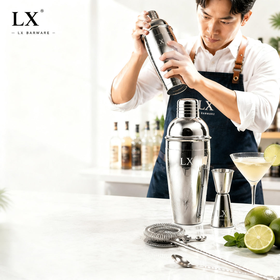 Cocktail Shaker Set with Glass and Accessories