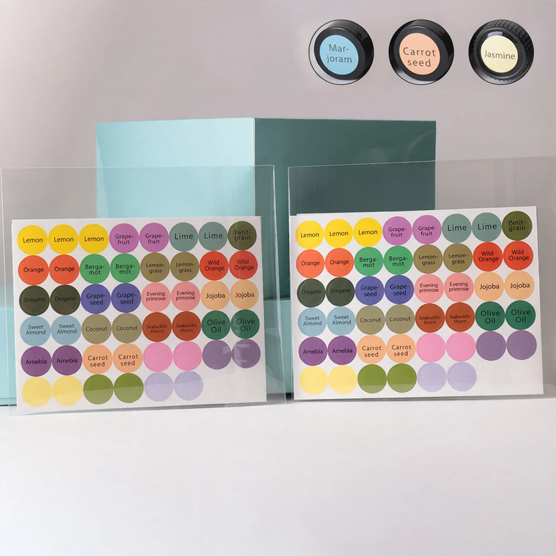 Round labels for bottles, self-adhesive