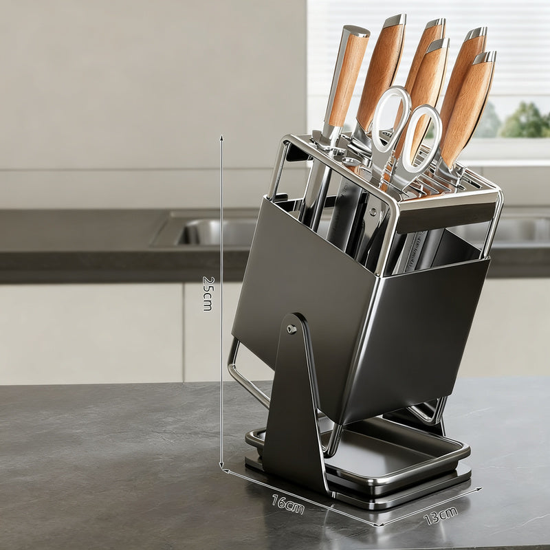 Multifunctional knife block set made of stainless steel
