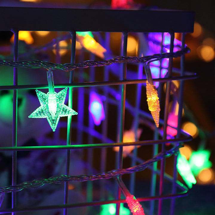 LED string lights with stars, 40×40 mm, model RK8005