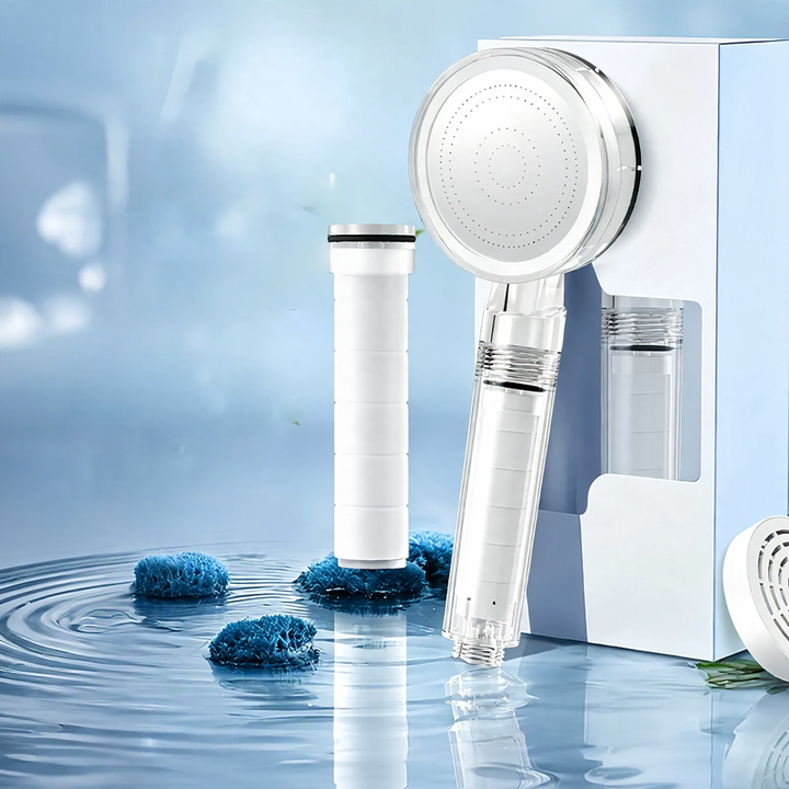 Shower head with filtration system and rain function