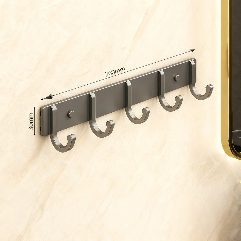 Aluminium coat hooks with adhesive fixation, 3–8 rows