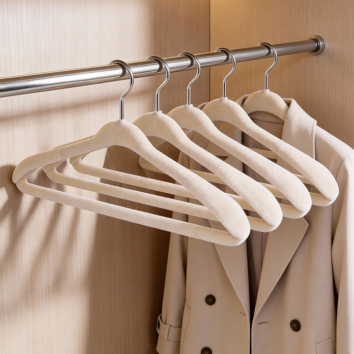 Flocked hangers, non-slip, wide shoulders
