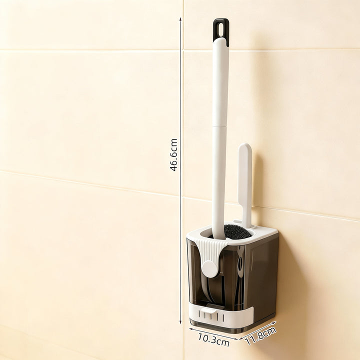 Toilet brush with holder, wall mountable