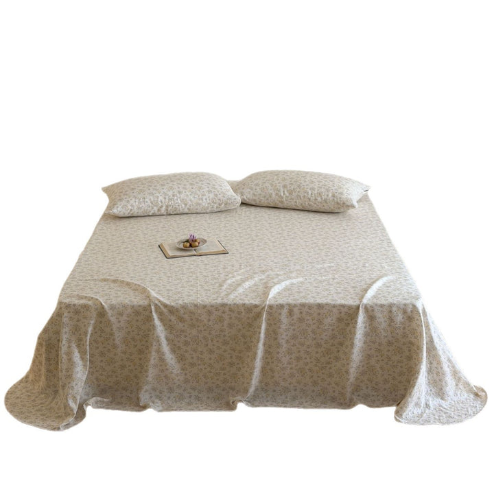 Cotton double gauze bed sheet with floral pattern