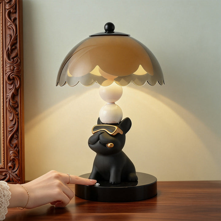 Night light bulldog, black, ABS plastic
