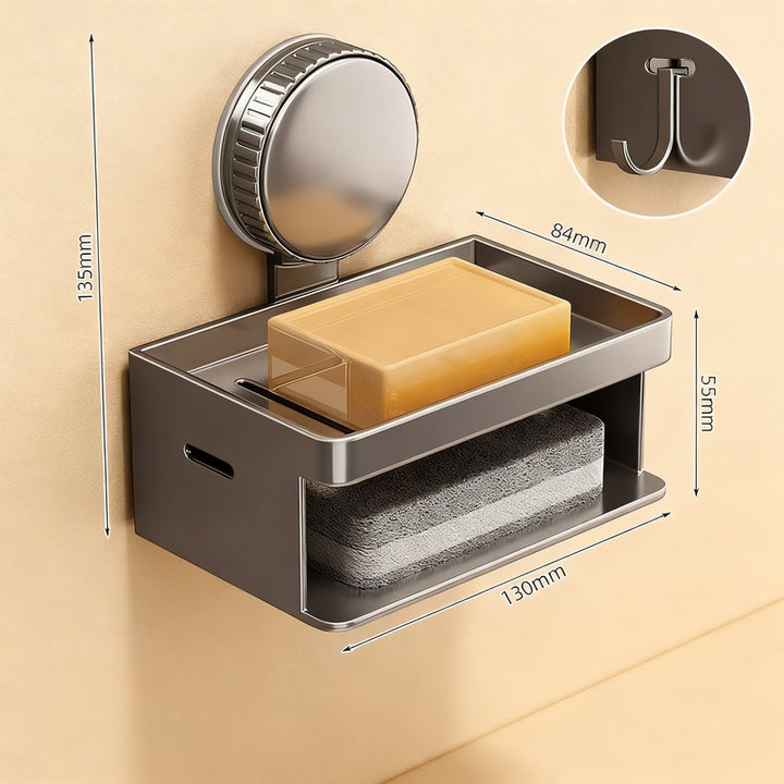 Soap dish with suction cup, wall mountable