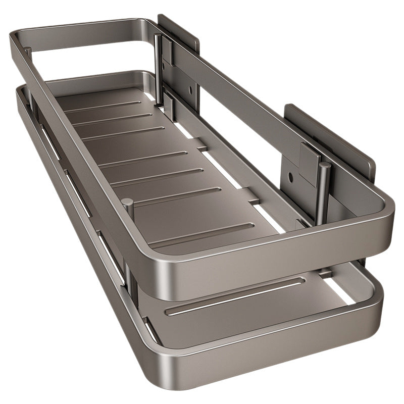 Stainless steel bath shelf without drilling