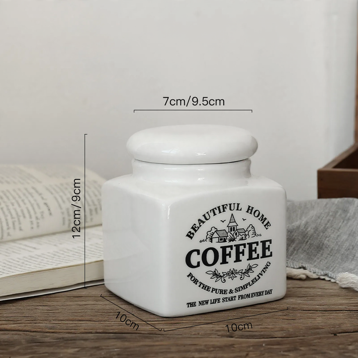 Ceramic storage jar with lid, modern design