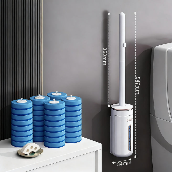 Disposable toilet brush with interchangeable sponge heads