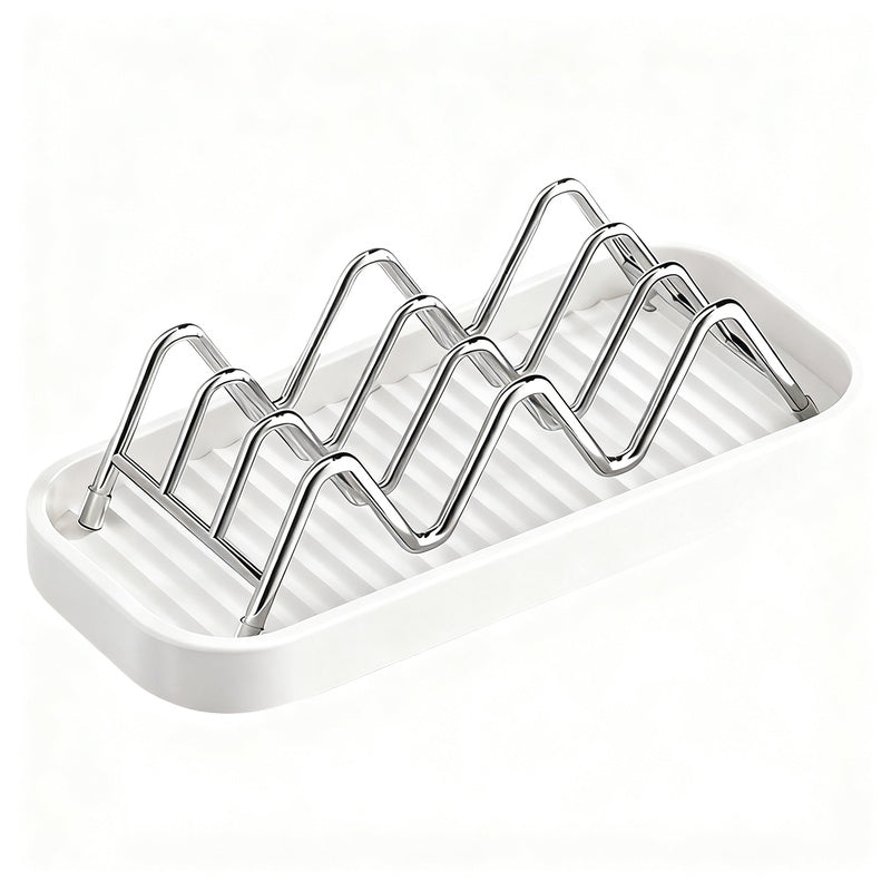 Soap dish made of stainless steel with shelf