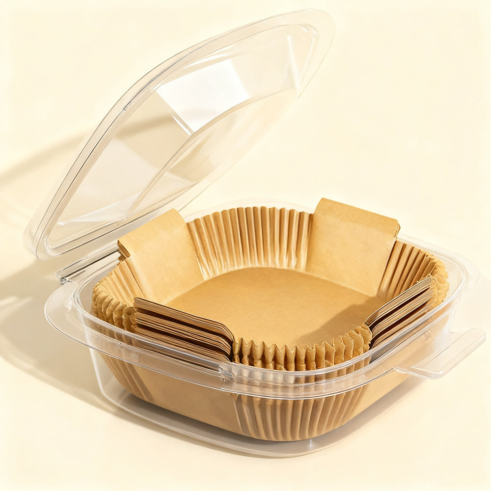 Baking paper and aluminum trays for hot air fryers