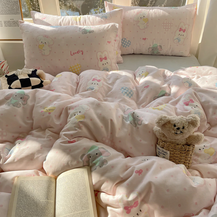 Cotton bedding set with double gauze, 4-piece