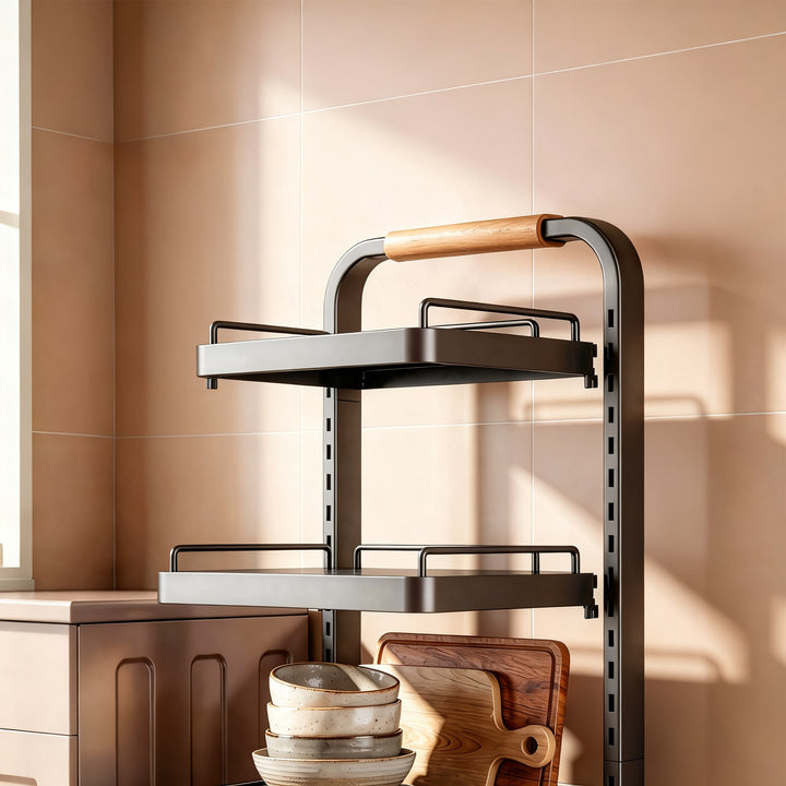 Multi-tiered shelf with wheels, 3–4 levels, steel