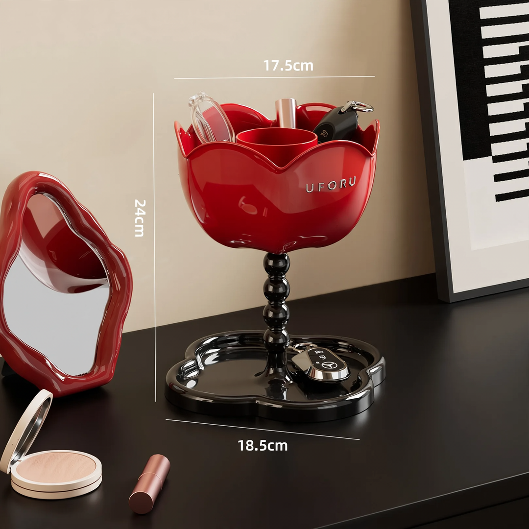 Double-layer storage shelf with cloverleaf design