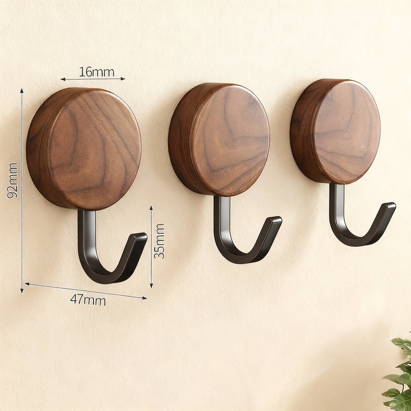 Wooden coat rack with adhesive surface, walnut look