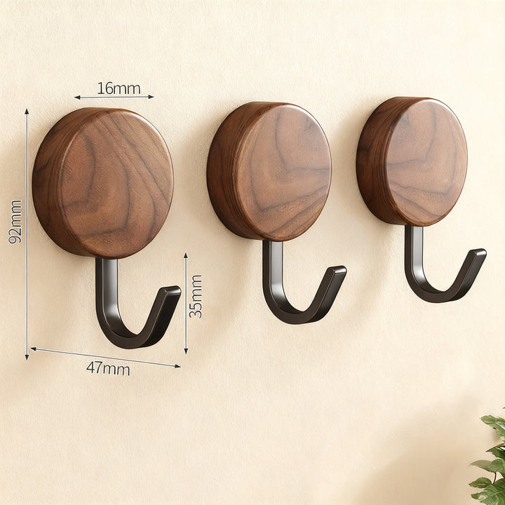 Wooden coat rack with adhesive surface, walnut look