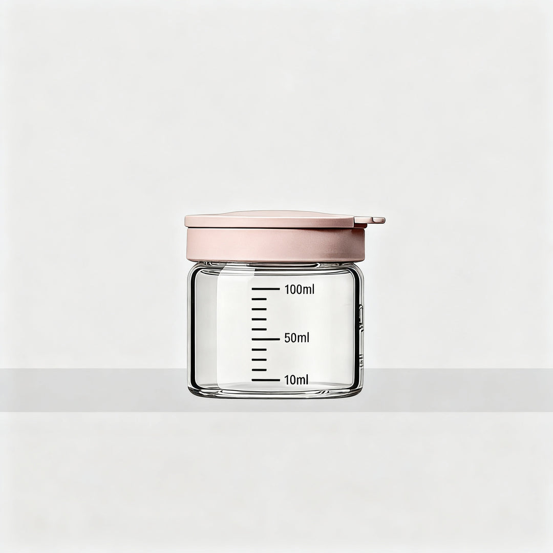 Borosilicate glass storage jar with measurement scale