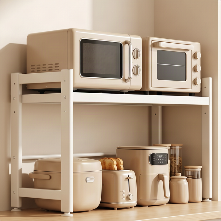 Adjustable kitchen shelf for appliances