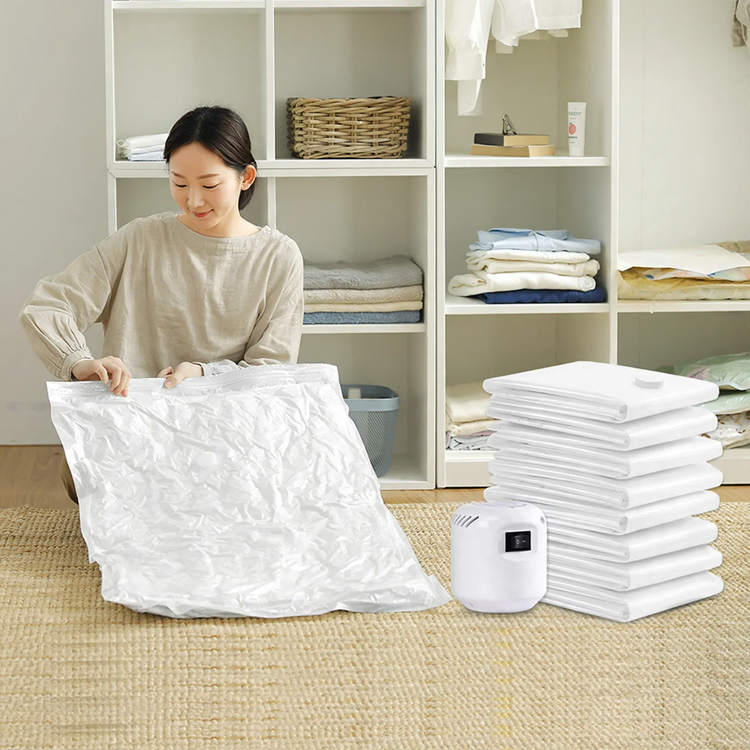 Vacuum compression bags for textiles and bedding