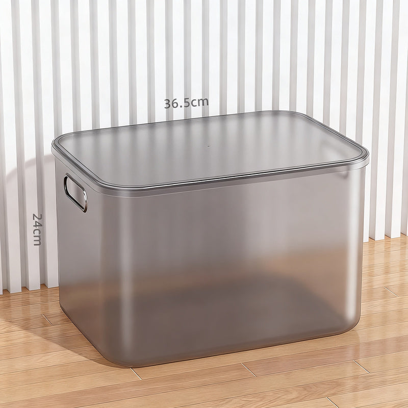 Transparent storage box made of plastic