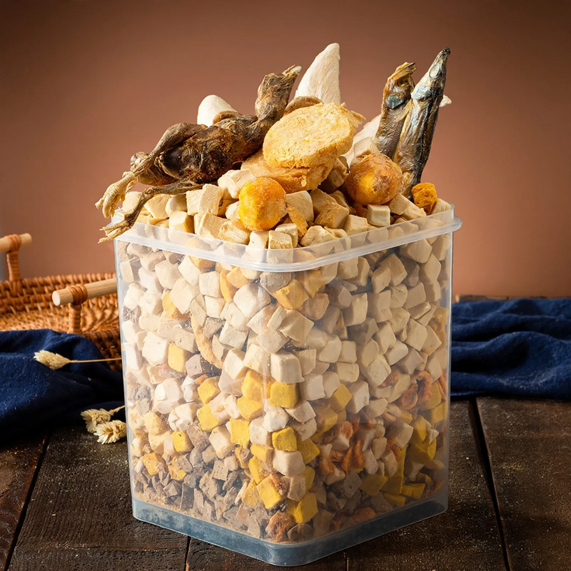Freeze-dried meat pieces for cats and dogs
