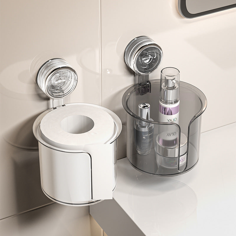 Suction cup toilet paper holder, wall mounted