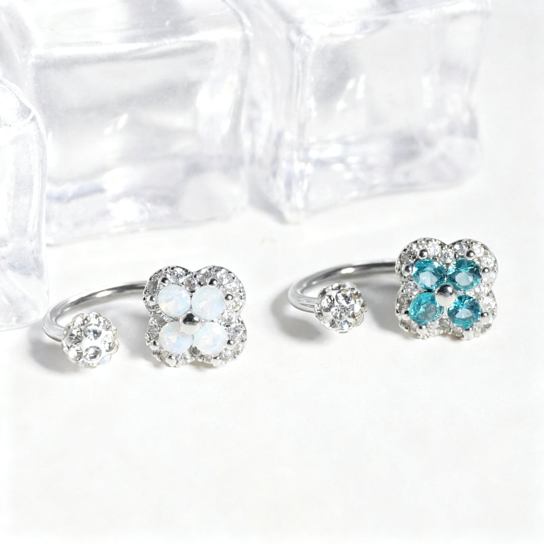 Lip studs stainless steel with rhinestones, various sizes
