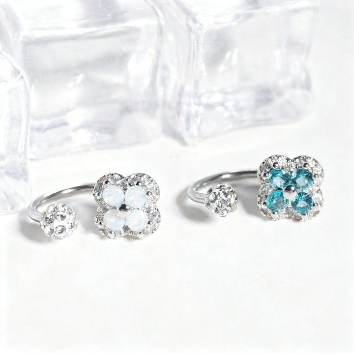 Lip studs stainless steel with rhinestones, various sizes