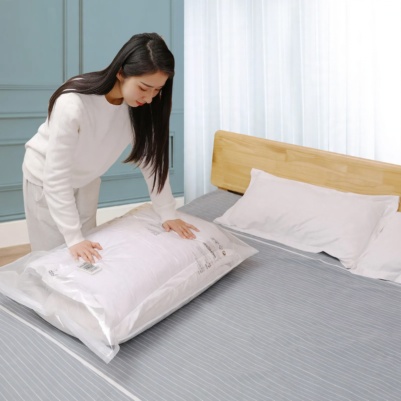 Vacuum compression bags for textiles and bedding