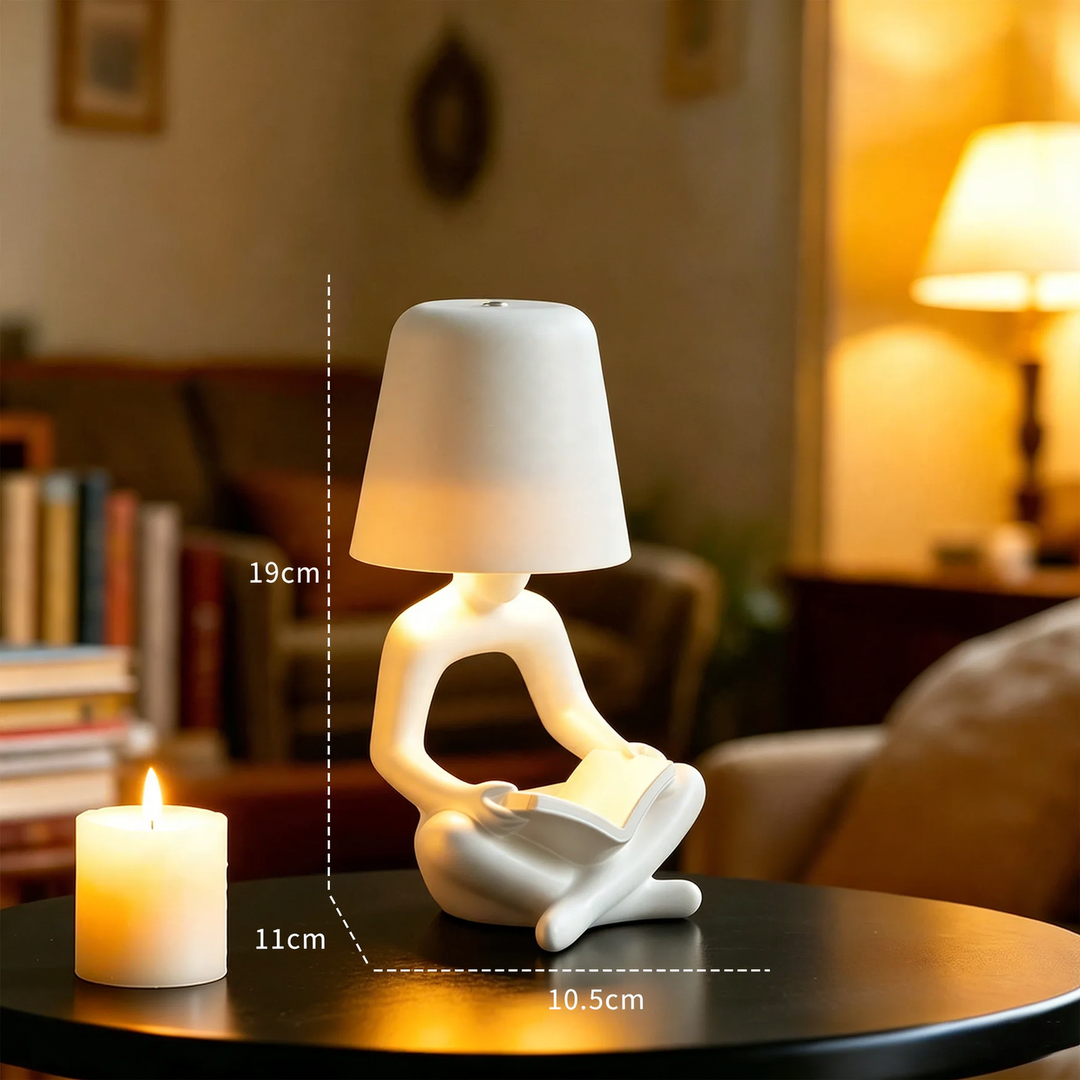 Abstract reader figure table lamp, multi-colored selectable