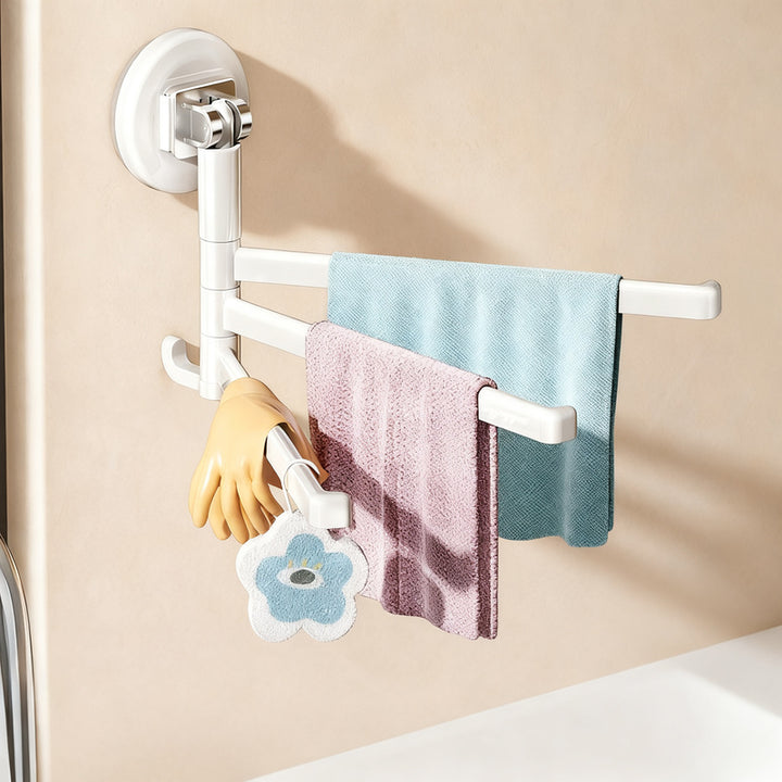Suction cup cloth holder with rotating bars, ABS plastic