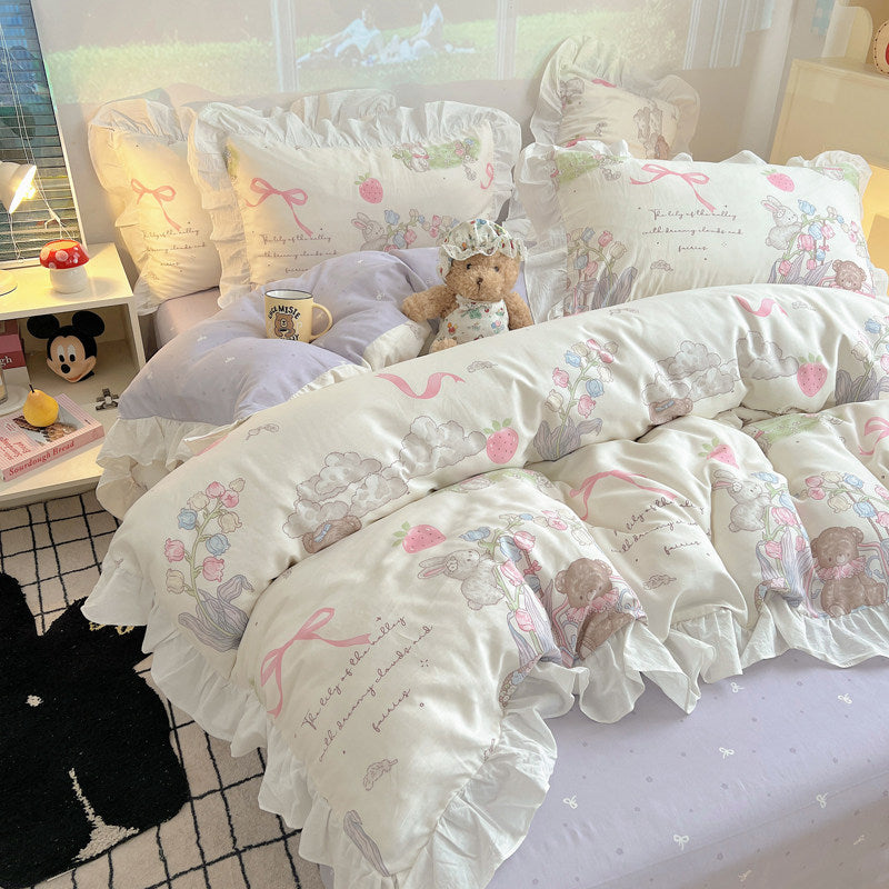 Cotton bedding with cartoon motifs, 4-piece
