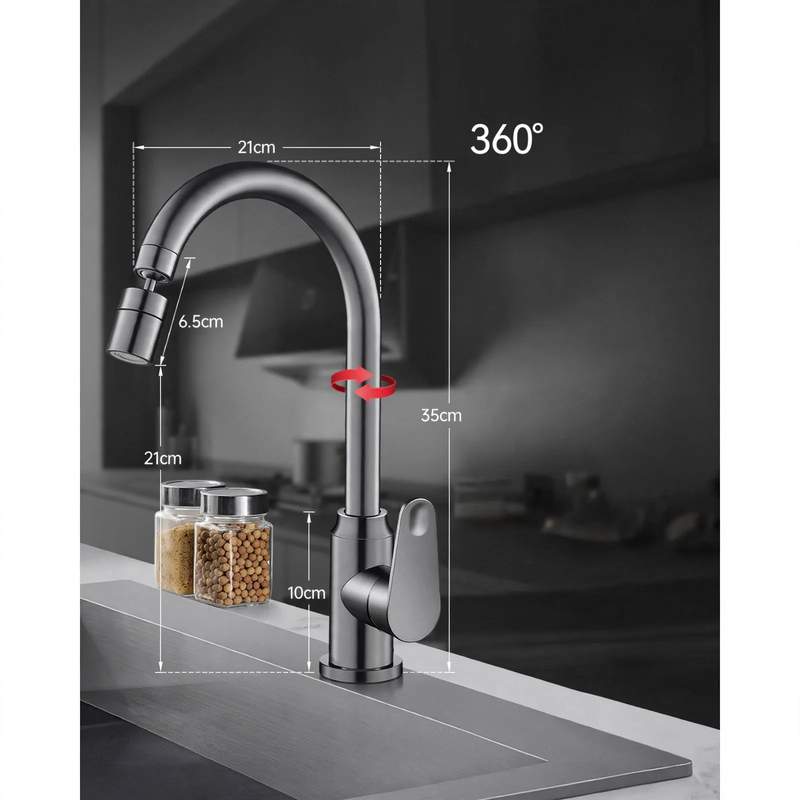 Kitchen faucet with splash guard, single lever operation
