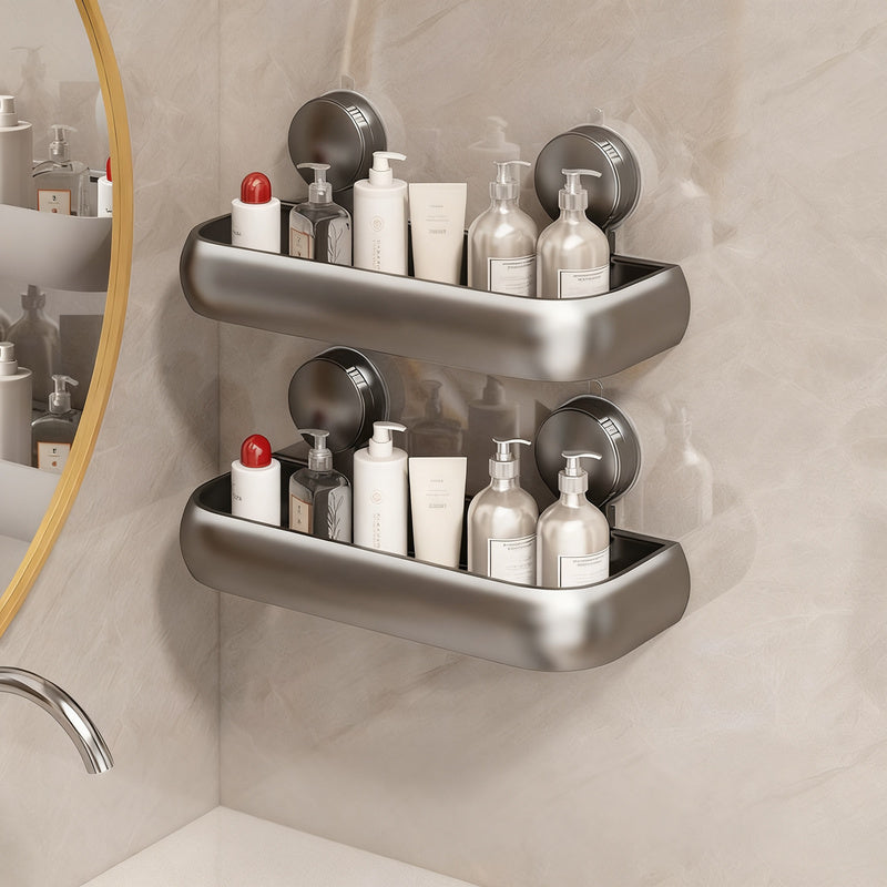Bathroom shelf with suction cup, height adjustable