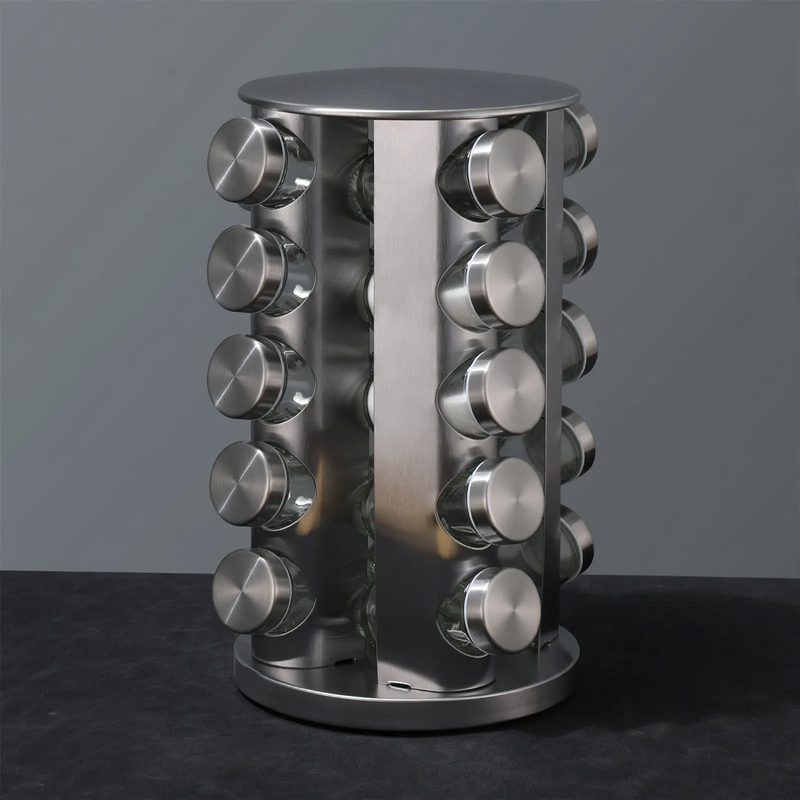 Rotating spice rack made of stainless steel