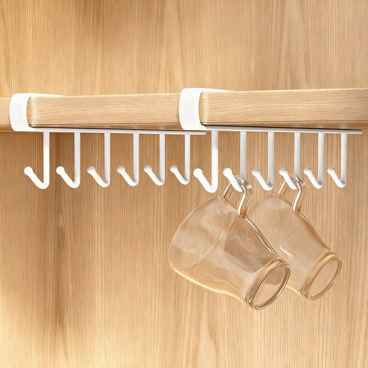 Kitchen hooks for under cabinets, 6-piece row