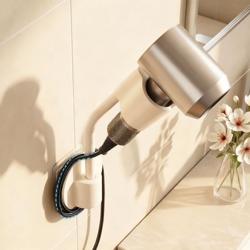Wall mount for hair dryer, ABS, without drilling