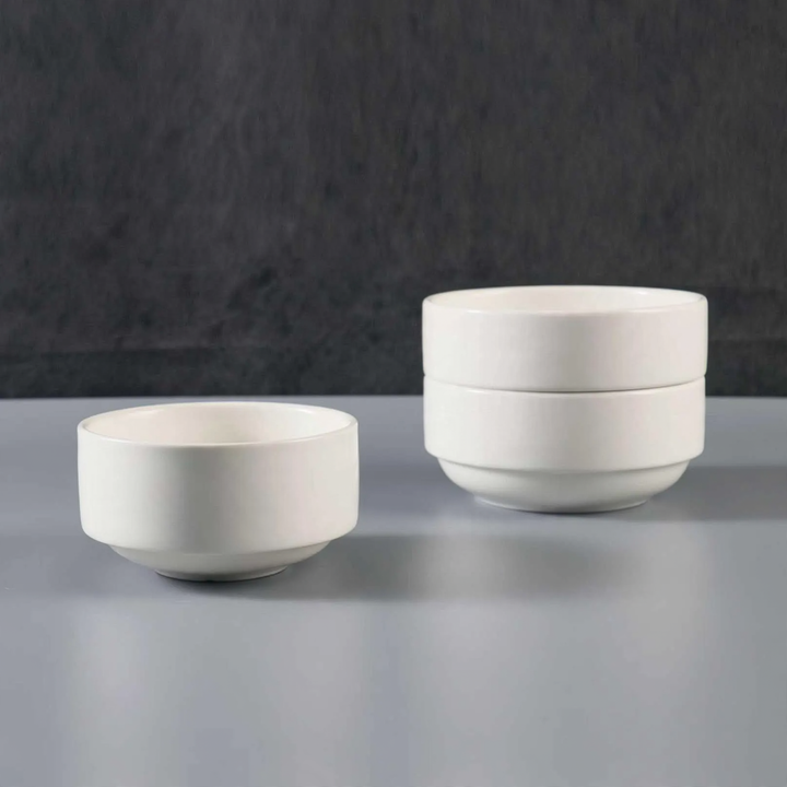 Ceramic soup bowl, round, white