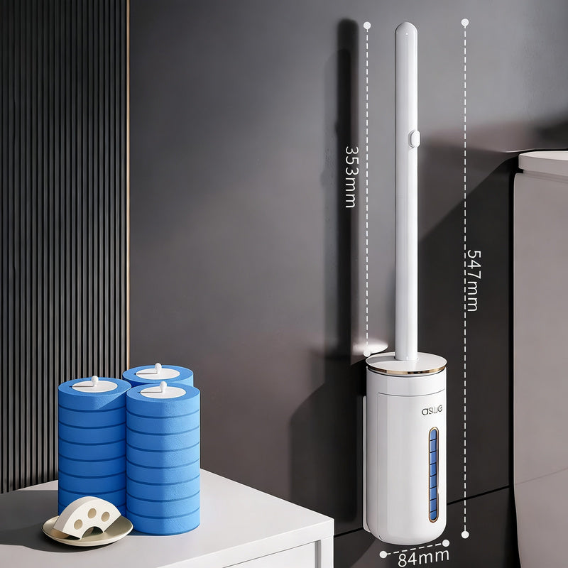 Disposable toilet brush with interchangeable sponge heads