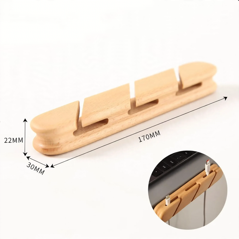 Wood cable organizer with slots