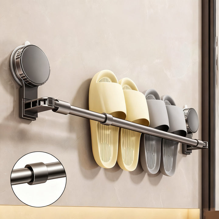 Wall-mounted slipper rack with suction cup, extendable