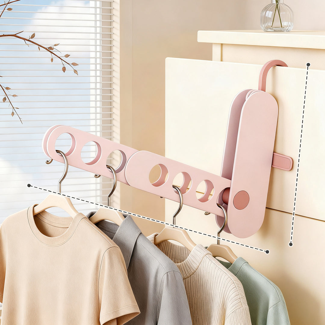 Foldable laundry rack made of plastic, 7 hooks