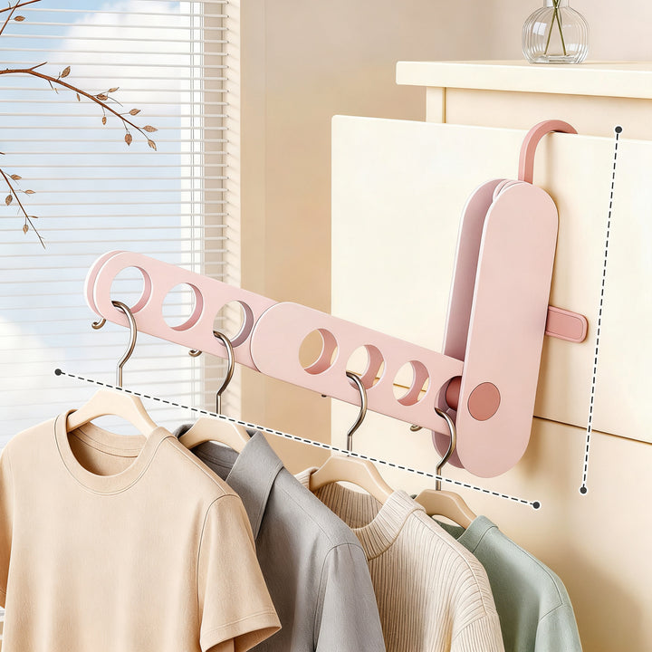 Foldable laundry rack made of plastic, 7 hooks