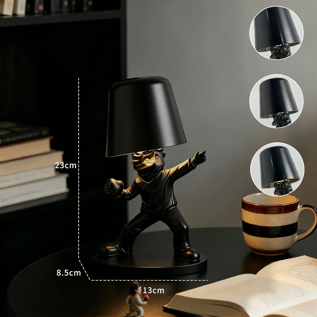 Modern table lamp with figure motif, three-color dimmable